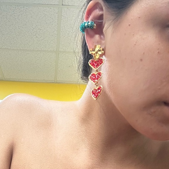 Green beaded ear cuff no piercing earring bold ear cuff wholesale handmade cuff - Picture 6 of 6